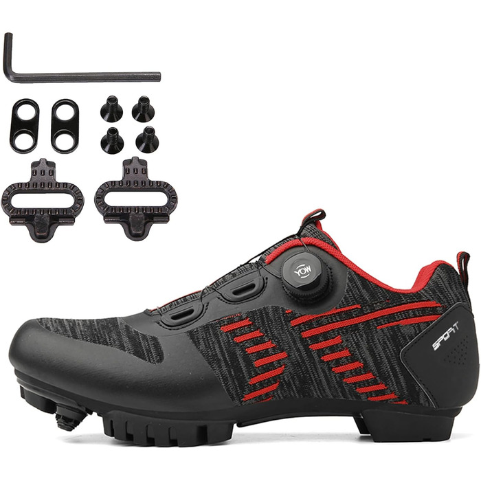 Чоловічі велотуфлі для шосе та MTB: дихаючі кросівки для велосипеда, сумісні з SPD, білі (39 EU, чорний)