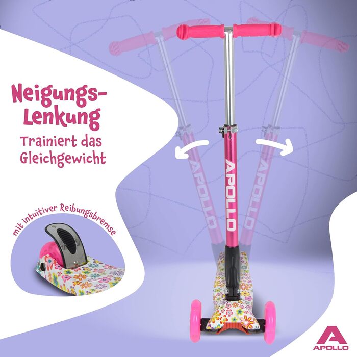 Дитячий самокат Apollo Kids Whiz із LED колесами, складаний, для хлопчиків і дівчаток від 3 до 6 років, безпечний і стійкий, самокат-трюковий