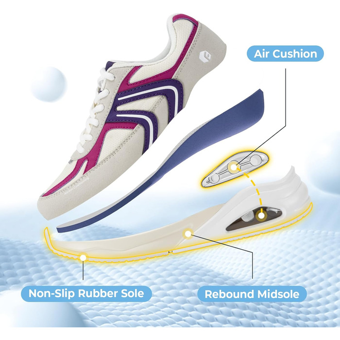 Кросівки FitVille для жінок - широка модель, з повітряною амортизацією, для бігу та фітнесу, дихаючі, легкі, антиковзкі, для ходьби, зручні (37 EU, слонова кістка рожевий)