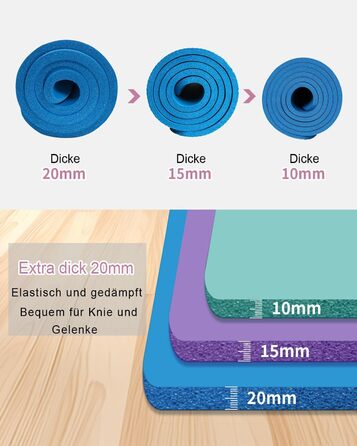 Йогамат XXL 200x130 см: фітнес-мат для занять йогою, фітнесом, спортом та активностями з дітьми. Товщина 20/15/10 мм. Зелений/світло-ліловий колір.