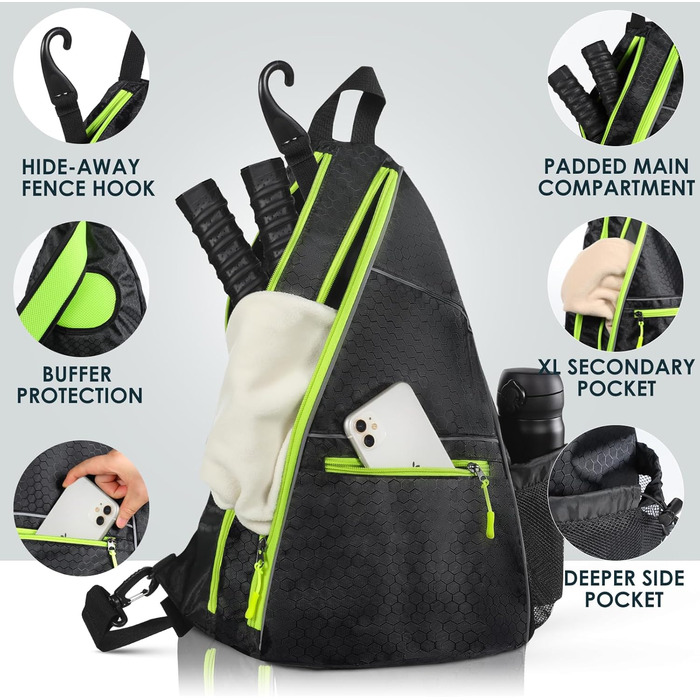 Набір пікбол-ракетки Achiou - пікбол-ракетки з високопродуктивною поверхнею з скловолокна, легкі, з сумкою, для чоловіків та жінок, 2 м'ячі для пікболу (outdoor та indoor)