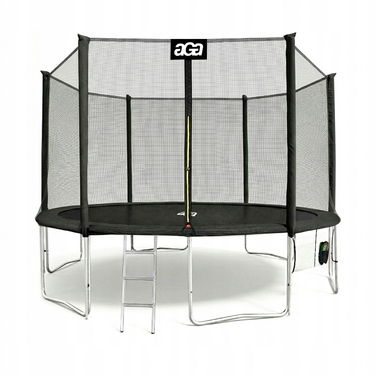Батут Aga SPORT PRO 430 см, чорний + захисна сітка + драбина + підвіс