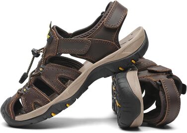 Чоловічі сандалі FLARUT для туризму та пляжу, шкіряні трекінгові, темно-коричневі, 42 EU