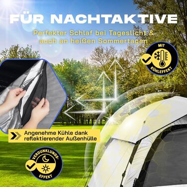 Намет Lumaland Camping: Легкий намет-купол Pop Up для 2-4 особи | Ідеальний для кемпінгу, трекінгу, фестивалів та пляжу | Водостійкий, 210x190x110см, 1 вхід