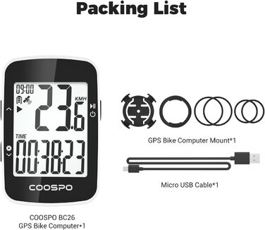 COOSPO BC26 GPS велосипедний комп'ютер Bluetooth 5.0, бездротовий, водонепроникний, велоспідометр з 2,3'' екраном та авто-підсвіткою