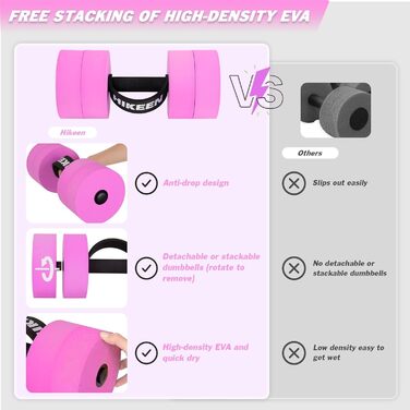 Водні гантелі BOOSTEADY для аквафітнесу: короткі та довгі, рожеві та блакитні