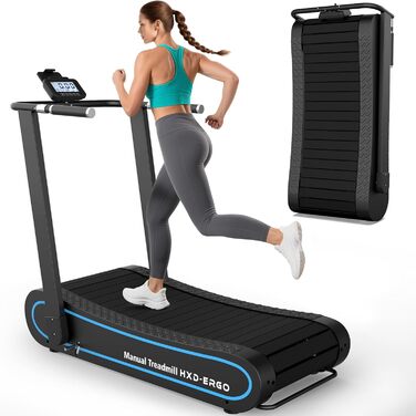 Тренажер для бігу HXD-ERGO для дому, складаний, з LCD-дисплеєм. Немоторизована бігова доріжка 2-в-1 для домашніх та офісних тренувань.