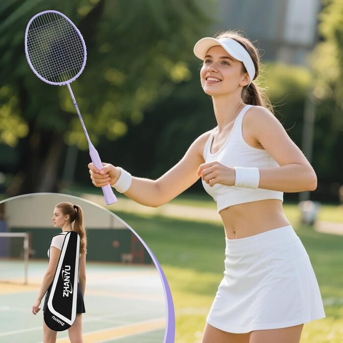 Ракетка для бадмінтона Profi 100% карбон, ультралегка, для тренувань та розваг, в комплекті з чохлом (фіолетовий)