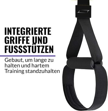 TRX Шкіряний тренажер для підвісної підготовки вдома, TRX стрічки для калістеніки, фітнесу, кросфіту, підходить для віджимань та підвісної підготовки, чорний