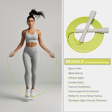 Стрибкове канат Springseil 300 см, ПВХ, бавовняний корд, ергономічні ручки, регульована довжина, чорний (жовтий)