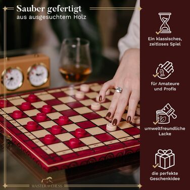 Шахи та шашки Great Kingdom Master of Chess, червоні, 35 см, ручна робота, дорожній комплект для дітей і дорослих