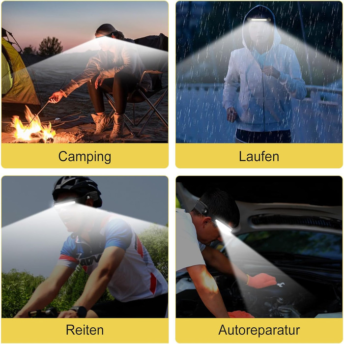 LED налобний ліхтар налобний ліхтар акумуляторний 2 шт. з кутом розсіювання 260° 5 режимів датчик руху 1500 mAh IPX5 водонепроникний для дорослих дітей кемпінгу бігу джогінгу риболовлі трекінгу 2 шт.