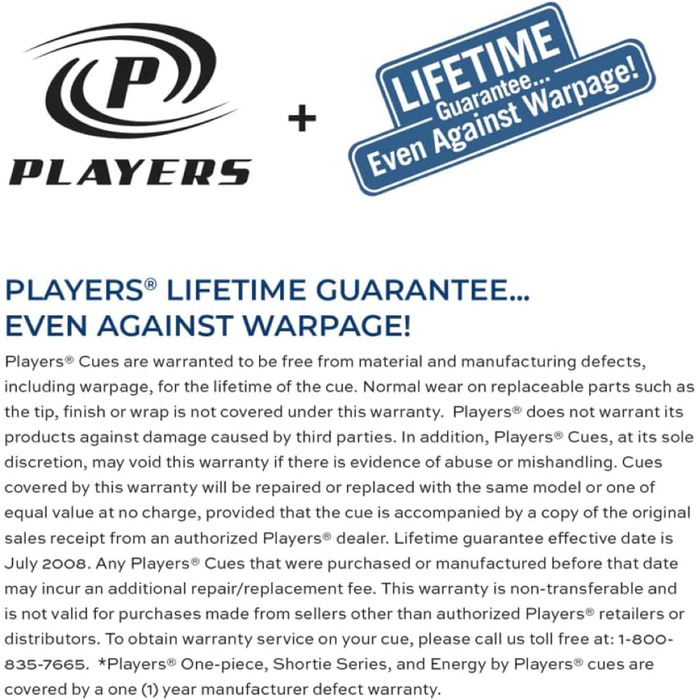 Більярдний кий Players C-960 Classic Crimson Birds-Eye Ahorn з трьома срібними кільцями, 20 oz