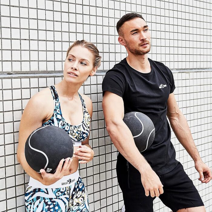 Медичний м'яч GORILLA SPORTS 2 кг, гумовий, неслизький, Ø 23/29 см, для фітнесу, тренувань, Slam Ball, Gewichtsball