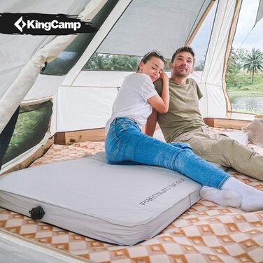 Каремат KingCamp R-Wert 7.5-15.5 Super Komfort самонадувний для кемпінгу, 3D-конструкція, пінопластовий наповнювач, для 1-2 осіб, чорний