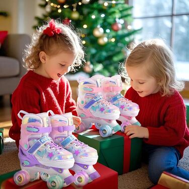 Ролики для дівчаток та дітей SULIFEEL з підсвічуванням, регульовані, розмір 28-31, фіолетові