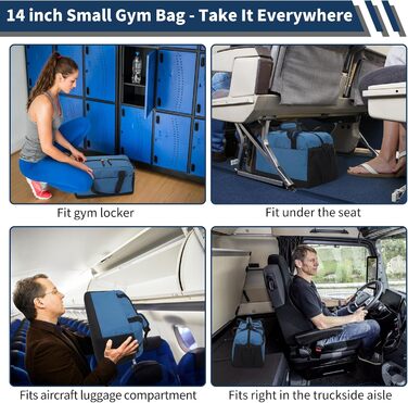 Спортивна сумка маленька з відділенням для мокрого, 35×20×20 см, ручна поклажа, міні-дуфл, блакитна