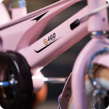 Дитячий велосипед 16 дюймів з бічними колесами та кошиком, рожевий