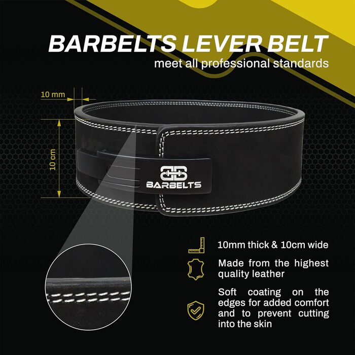 Шкіряний важкоатлетичний пояс Barbelts 10 мм з важільною пряжкою для пауерліфтингу та силових тренувань