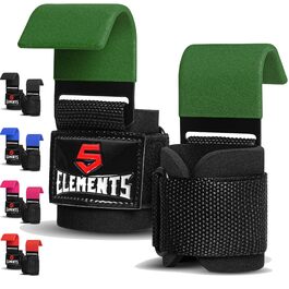 Набори для тяги 5 Element: Допоміжні петлі для силових тренувань (пара) - гачки для тяги, обладнання для чоловіків та жінок, 8 мм неопрен, для важкої атлетики, підтягувань, вправ на плечі, армійний зелений