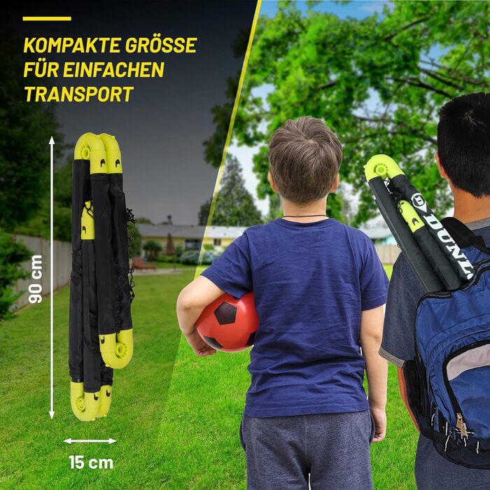 Складані футбольні ворота Dunlop 99 см для дітей, саду, тренувань, чорні/жовті