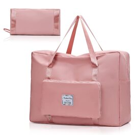 Складана дорожня сумка Flintronic 36L, велика водонепроникна сумка для подорожей, вікенду та спорту для чоловіків і жінок, сіра (з багажним ярликом)