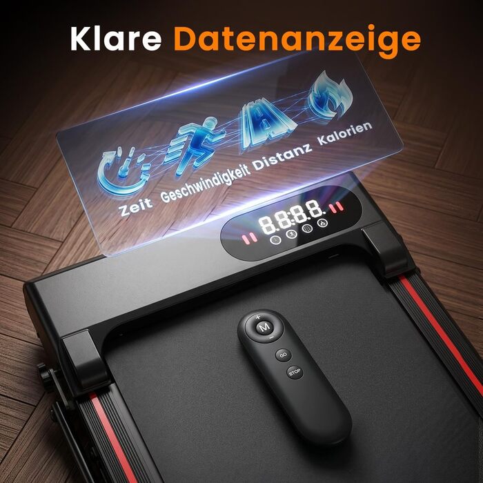 Складана бігова доріжка Dskeuzeew Walking Pad з регулюванням нахилу для дому, чорно-червона