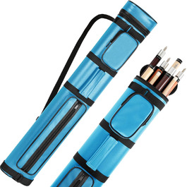 AKLOT Кю-кейc для більярдних київ 3 × 3/4 × 4, шкіряний жорсткий кейс для 1/2 київ, професійний кейс для київ 6/8-рох, з плечовим ременем, світло-блакитний, 8-трубний