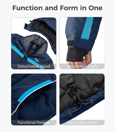 Жіноча куртка Wantdo: непромокаєма, з капюшоном, флісова, для гірськолижного спорту, віндфлейс, для активного відпочинку, зелена (XL, синій)