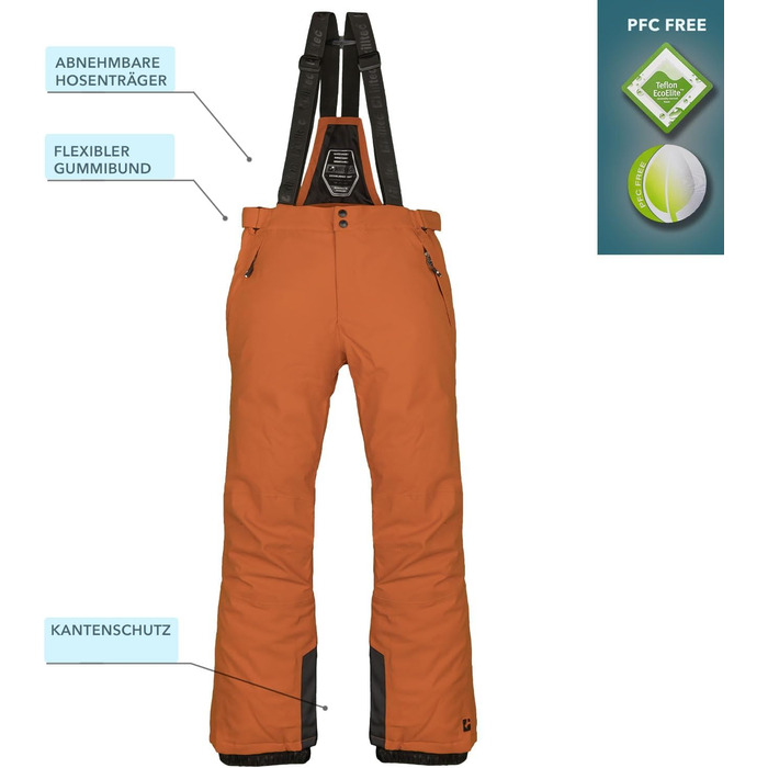 Сніговий костюм Killtec для чоловіків, розмір M, 2 частини (куртка та штани), водонепроникний, вітронепроникний, дихаючий, з водовідштовхувальним покриттям 10 000 мм, чорний, теракота / помаранчевий