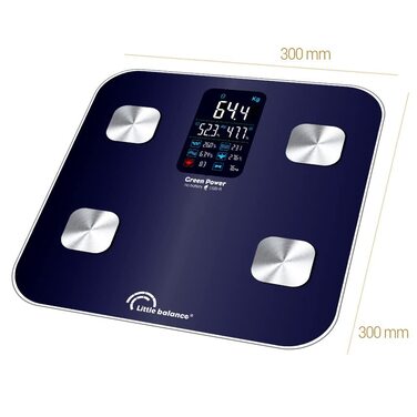 Ваги-аналізатор тіла LITTLE BALANCE 8661 Cardio X4 USB-R, нічний синій, до 180 кг, розумні, з USB зарядкою, перезаряджувані, без батарейок, ремонтопридатні