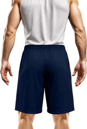 Чоловічі спортивні шорти NY Threads — швидкосохнучі, легкі шорти для бігу, тренувань та залу з кишенями, темно-синій колір (M)