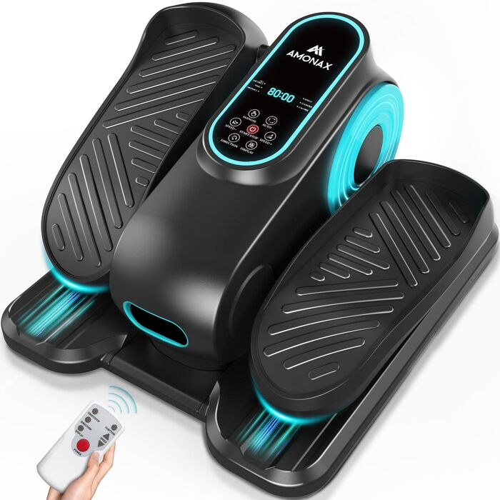 Електричний еліптичний тренажер Amonax, міні крос-тренажер для дому, сидячий велотренажер для літніх людей, кардіо тренажер під стіл, чорний Pro