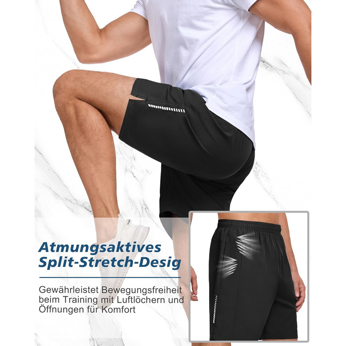 Шорти спортивні чоловічі короткі, швидковисихаючі для тренувань та бігу, дихаючі з кишенями, 3 штуки (чорний*3, M)