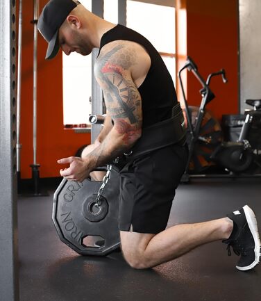 Пояс для підтягувань та віджимань Gymreapers з ланцюгом – міцний сталевий пояс для силових тренувань, чорний