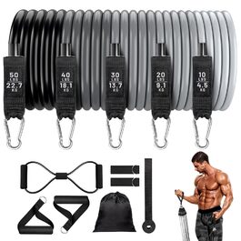 Еластичні стрічки для фітнесу Workout Widerstandsbänder + Ремінь для підтягувань. Набір для тренувань вдома, спортзал, йога. Міцні, регульовані.