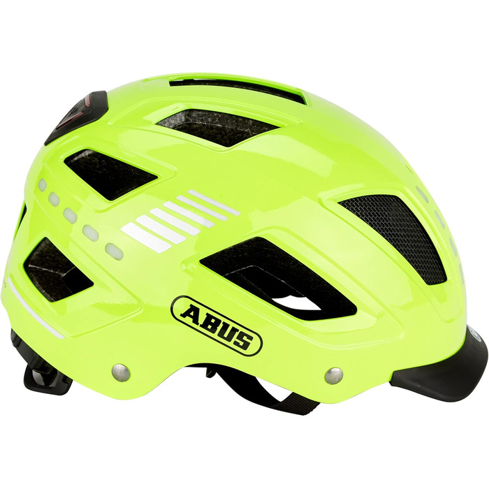Велошолом ABUS Hyban 2.0 LED з переднім і заднім світлом, жовтий, XL (58-63 см), міцний корпус, для чоловіків і жінок