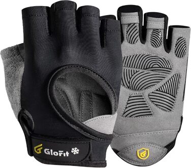 Фітнес рукавички Glofit для жінок та чоловіків, тренувальні рукавички з підтримкою зап'ястя, спортивні рукавички для кроссфіту, бодібілдингу, велоспорту, тренажерного залу, силових тренувань, чорний L