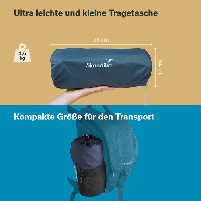 Skandika Isomatte Elite/Exclusive Air: Надувний килимок для кемпінгу та туризму, подвійний, 16 см, антрацит