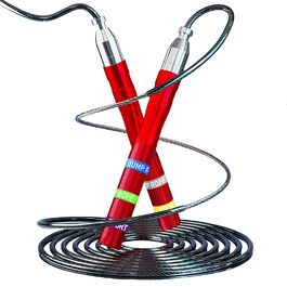 Скакалка Flintronic Speed Springseil: регульована, 300 см, з подвійним підшипником, алюмінієва ручка, для фітнесу, кросфіту, боксу та кардіо, червона