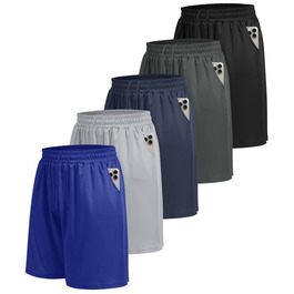 5 пар спортивних шортів для чоловіків: короткі шорти з кишенями, швидковисихаючі, для тренувань, джогінги, для залу, баскетболу (чорний/темно-сірий/темно-синій/світло-сірий/темно-морський, S)