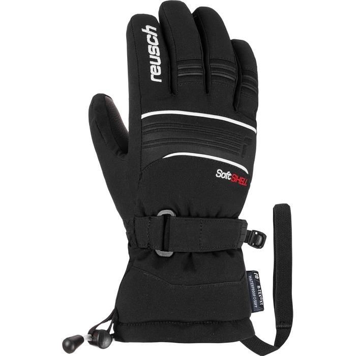 Дитячі гірськолижні рукавички Reusch Softshell, водонепроникні та вітрозахисні, чорно-білі, розмір 6