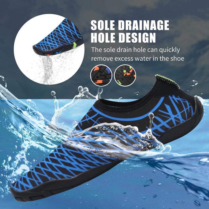 Водні черевики для жінок та чоловіків Tolaler: товсті, неслизькі, швидковисихаючі, міцні та довговічні для пляжу, подорожей та плавання (39 EU, B 03)