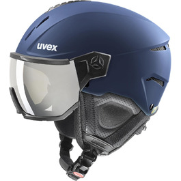 Гірськолижний шолом uvex Instinct Visor для жінок і чоловіків, категорія фільтра 2, з оптимізованою вентиляцією, матовий синій, розмір 53-56 см