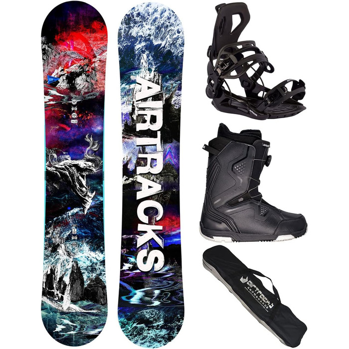 Чоловічий комплект для сноуборду Airtracks Fantasy Carbon Flat Zero Rocker Wide 158 см + кріплення Master + черевики Strong Atop 45 + сумка