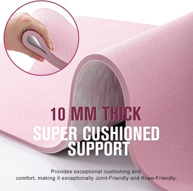 Килимок для йоги Marjar з неслизьким покриттям, фітнес-килимок для занять спортом, 183 x 61 x 0.6-1 см, рожевий