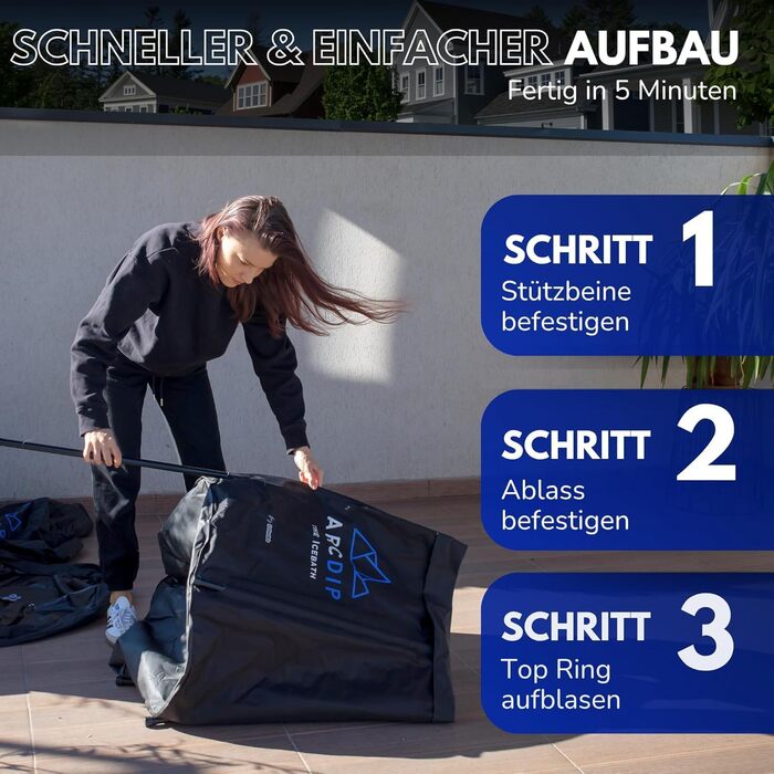 Poolomio® Eisbad Oval Premium Set: Ейсбад овальної форми, 120 x 60 x 60 см, 340 л | Преміум комплект для дому та відпочинку на природі | З алюмінієвим каркасом, ізольованим кришкою та аксесуарами | Ейсванна для холодової терапії та відновлення