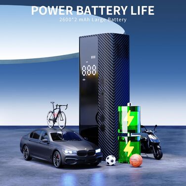 Електричний повітряний насос U-VKK 5200mAh, 150PSI, портативний акумуляторний компресор з LCD-дисплеєм для велосипедів, мотоциклів, м'ячів та надувних виробів