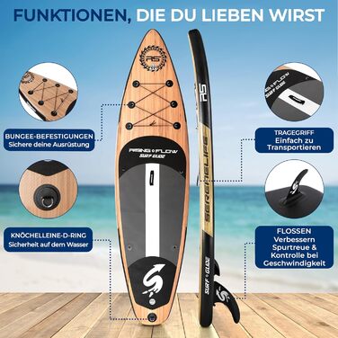 Надувний SUP SereneLife для дорослих та дітей: комплект з веслом, насосом та сумкою. Touring SUP для річки, моря та озера. Максимальне навантаження 155 кг.