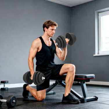 Набір гантелей Kurzmantel 40 кг, 2 металеві ручки, 12 дискових накладок, захист підлоги, чорний